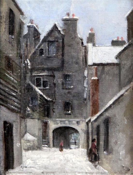A. Middlemans Street scene in winter 8 x 6in.